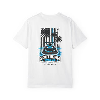 Freedom Looks Better on the Water American Flag Jet Ski Tee
