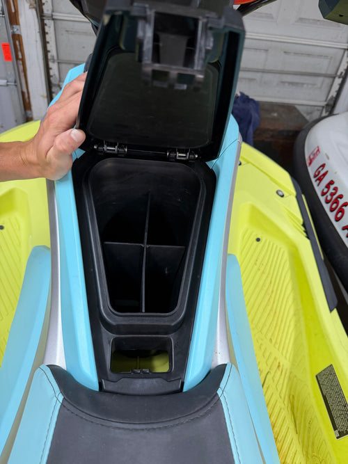 Inside Yamaha Jet blaster Glove Box with Storage organizer installed